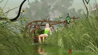 Hot sex! Nadržaný krásna víla a gnome v obci